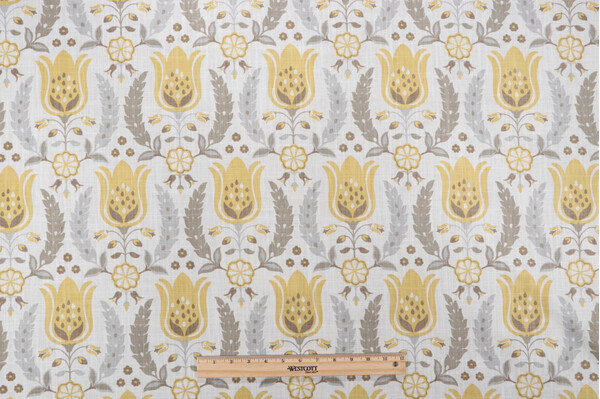 Robert Allen Ornate Frame Printed Cotton Drapery Fabric in Zest