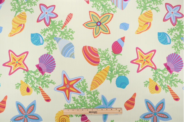 Robert Allen Susan Sargent Beach Bongo Printed Acrylic Outdoor Fabric in Multi