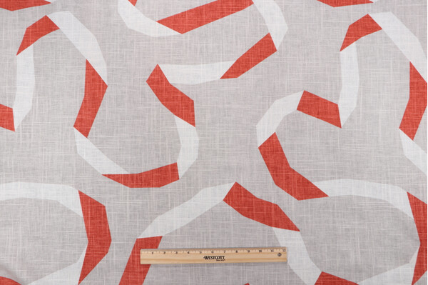 Robert Allen Vento Ribbon Printed Drapery Fabric in Persimmon