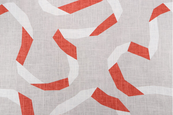 Robert Allen Vento Ribbon Printed Drapery Fabric in Persimmon