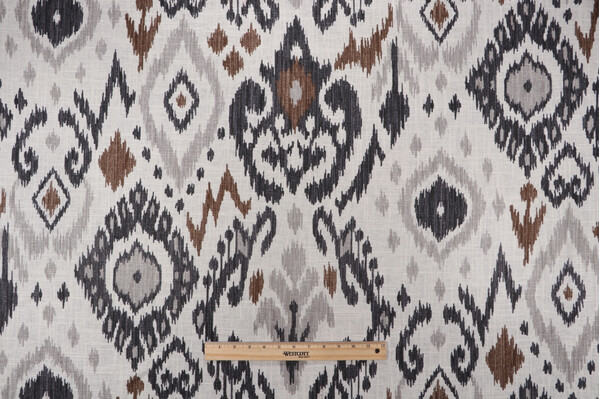 Fabricut Vern Yip Ikat Printed Linen Blend Drapery Fabric in Black