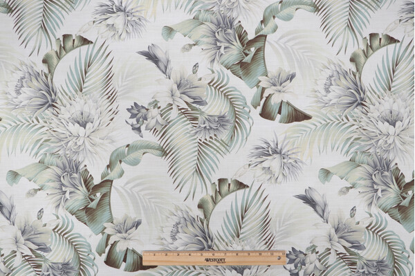 Tommy Bahama Harbor Island Printed Cotton Drapery Fabric in White Smoke