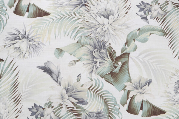 Tommy Bahama Harbor Island Printed Cotton Drapery Fabric in White Smoke