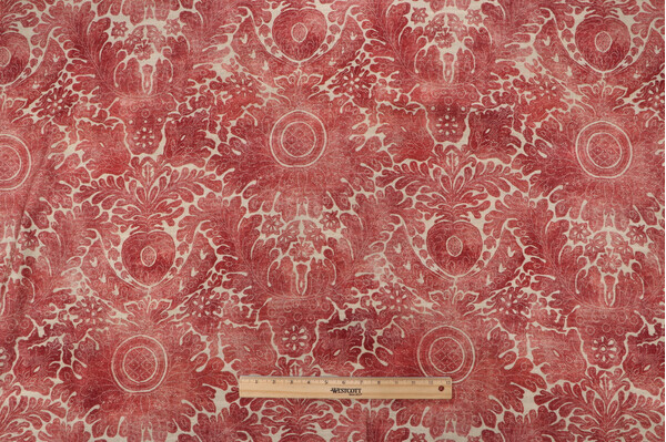 Waverly Damask Sarong Printed Cotton Blend Drapery Fabric in Poppy