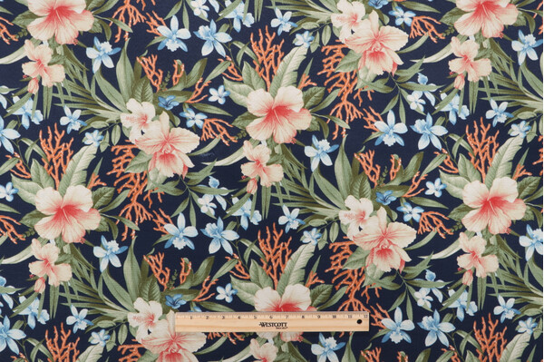 Click for 3.63 Yards Tommy Bahama Fleur Le Mar Printed Polyester Outdoor Fabric in Ink Tommy Bahama Fleur Le Mar Printed Polyester Outdoor Fabric in Ink