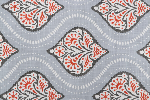 Robert Allen Kavali Printed Cotton Drapery Fabric in Persimmon