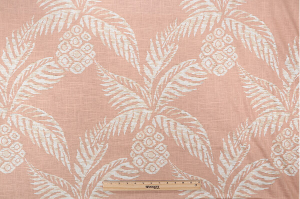 Robert Allen Pina Printed Linen Blend Drapery Fabric in Blush