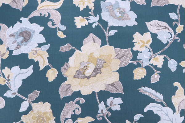 Robert Allen Lolita Printed Cotton Drapery Fabric in Peacock