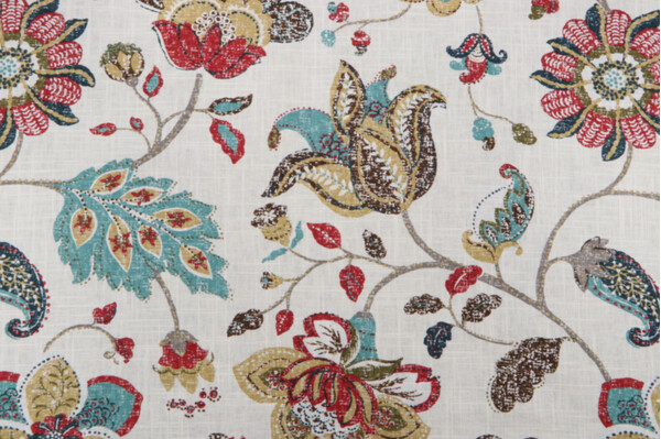 Click for 3.38 Yards Robert Allen Spring Mix Printed Linen Blend Drapery Fabric in Poppy Robert Allen Spring Mix Printed Linen Blend Drapery Fabric in Poppy