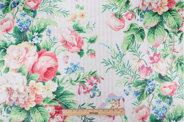 P Kaufmann Battersea Bouquet Printed Polished Cotton Drapery Fabric in Sunburst