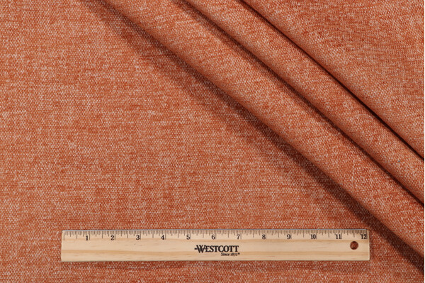 Mill Creek Weybridge Woven Latex Backed Chenille Upholstery Fabric in Tangerine