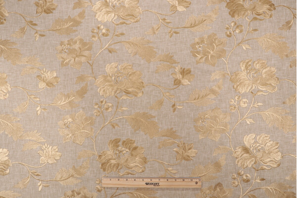 Click for 3.75 Yards Valiant Fabrics Joanna Embroidered Drapery Fabric in Taupe Valiant Fabrics Joanna Embroidered Drapery Fabric in Taupe