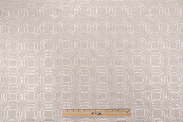 PK Lifestyles Chain Reaction Embroidered Drapery Fabric in Linen