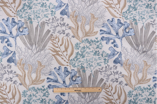 Magnolia Home Layton Printed Cotton Drapery Fabric in Aquarius