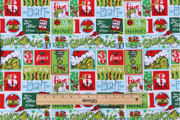 Robert Kaufman How The Grinch Stole Christmas Collection ADE-20275-223 Printed Cotton Craft Fabric in Holiday