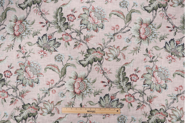 Covington Sturbridge Printed Linen Blend Drapery Fabric in 704-Dusty Rose