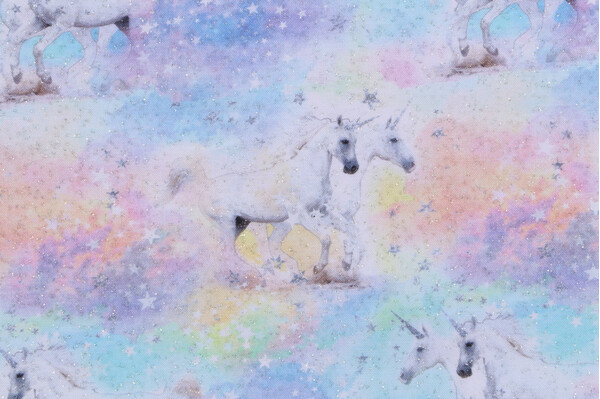 Timeless Treasures Unicorns & Stars Met Printed Cotton Craft Fabric in Pastel