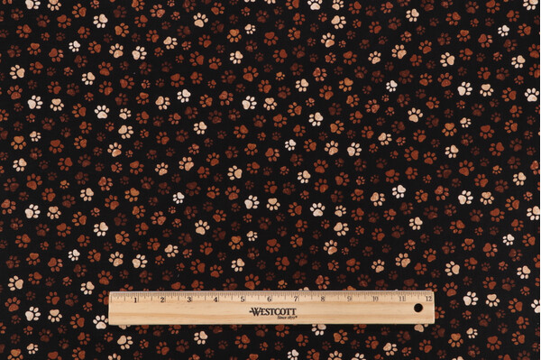 Timeless Treasures Happiness Has Paws - Paw Print Printed Cotton Craft Fabric in Mud