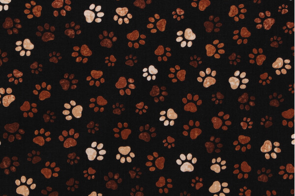 Timeless Treasures Happiness Has Paws - Paw Print Printed Cotton Craft Fabric in Mud