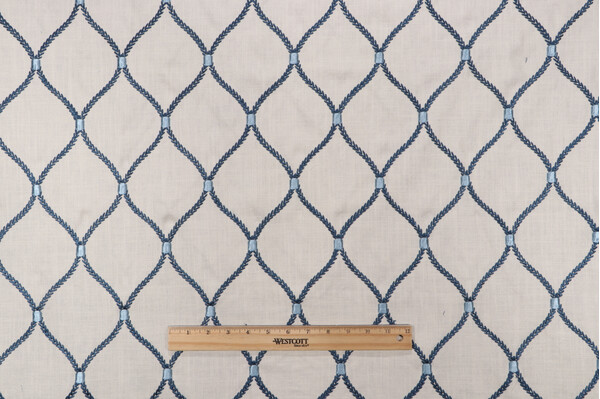 Click for 2.13 Yards Williamsburg Deane Embroidered Drapery Fabric in Porcelain Williamsburg Deane Embroidered Drapery Fabric in Porcelain