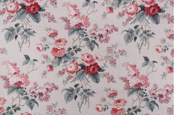 Waverly Emma's Garden Printed Cotton Drapery Fabric in Rosewood