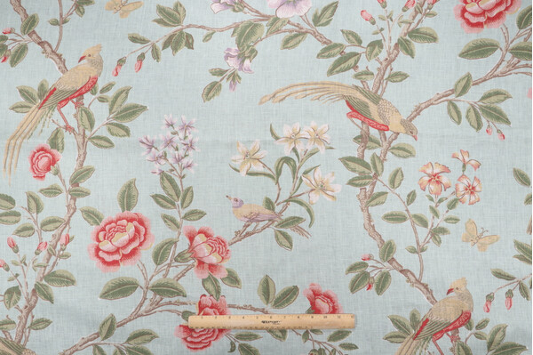 Thibaut Newman F94701 Printed Drapery Fabric in Aqua