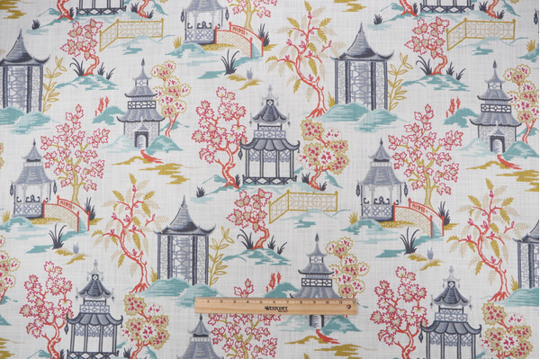 Covington Shoji Printed Cotton Drapery Fabric in 382-Summer