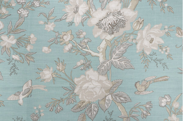 Thibaut Nemour F936130 Printed Linen Blend Drapery Fabric in Aqua
