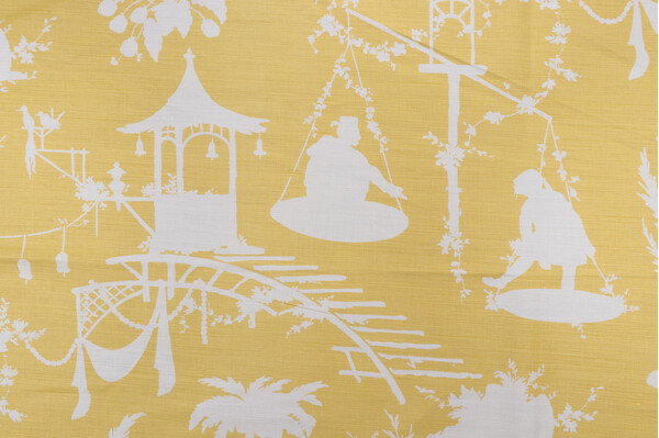 Thibaut South Sea F916024 Printed Linen Blend Drapery Fabric in Yellow