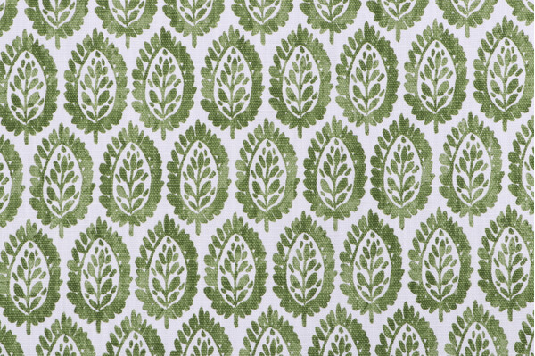 Premier Prints Lynn-Slub Linen White Printed Drapery Fabric in Kale
