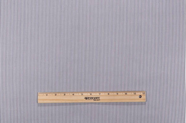 Magnolia Home Oxford Stripe Printed Cotton Drapery Fabric in Slate