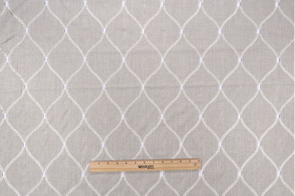 PK Lifestyles Deane Embroidered Drapery Fabric in Sterling