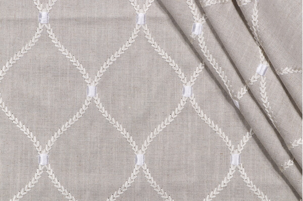 PK Lifestyles Deane Embroidered Drapery Fabric in Sterling