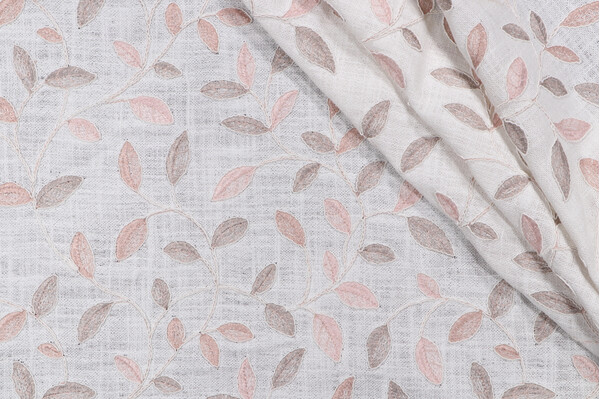 Hilary Farr Ivy Embroidered Drapery Fabric in 7-Blush for Covington