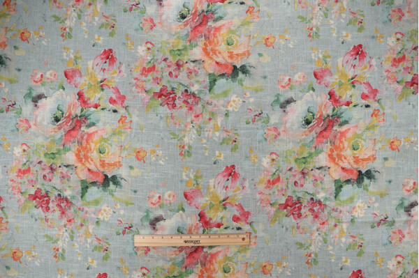 Covington MacBeth Printed Linen Blend Drapery Fabric in 513-Eggshell Blue