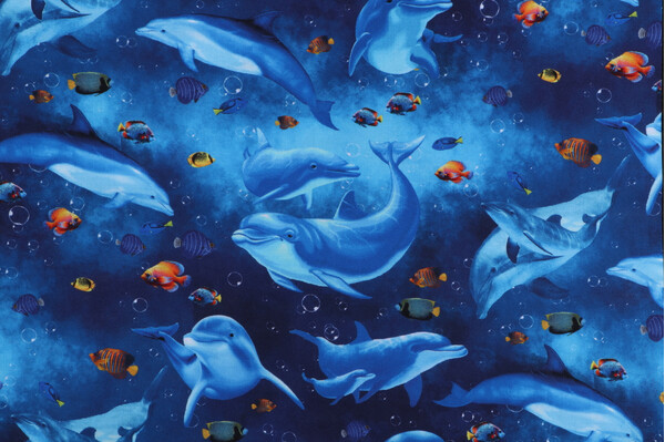 Timeless Treasures Ocean Life - Playful Dolphins and Fish Printed Cotton Craft Fabric in Ocean