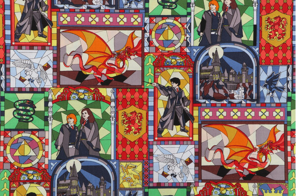 Harry Potter Licensed Stained Glass Windows Printed Cotton Craft Fabric