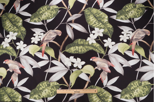 Hilary Farr Hello Polly Printed Cotton Twill Drapery Fabric in 99-Onyx for Covington