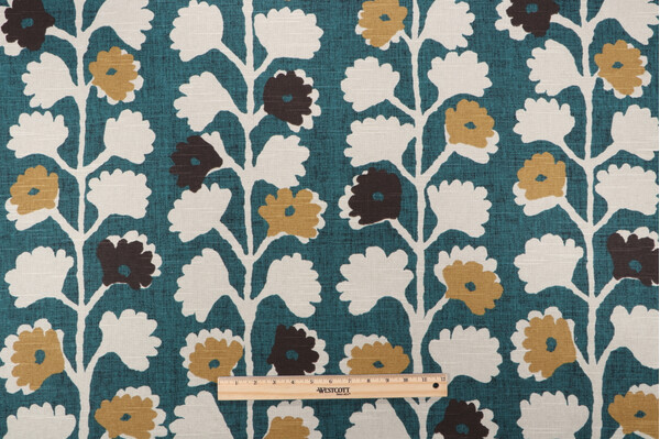 Robert Allen Surreal Vines Printed Cotton Drapery Fabric in Jewel