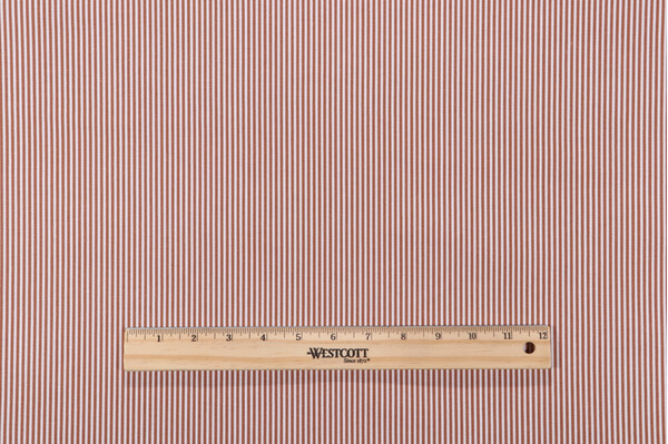 Magnolia Home Oxford Stripe Printed Cotton Drapery Fabric in Cinnamon