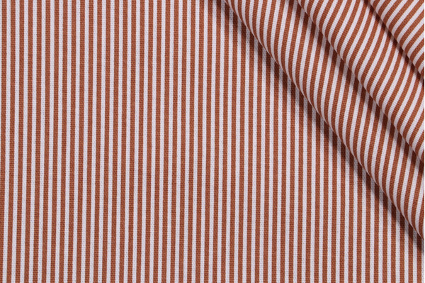 Magnolia Home Oxford Stripe Printed Cotton Drapery Fabric in Cinnamon
