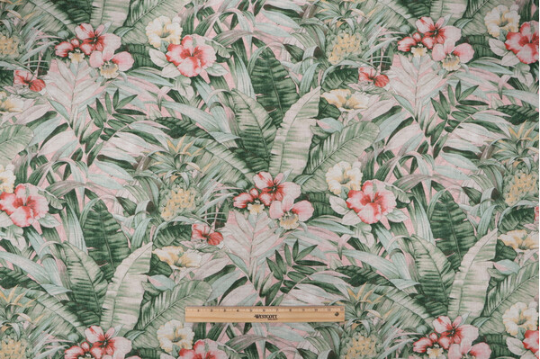 Tommy Bahama Barrier Reef Printed Cotton Drapery Fabric in Shell