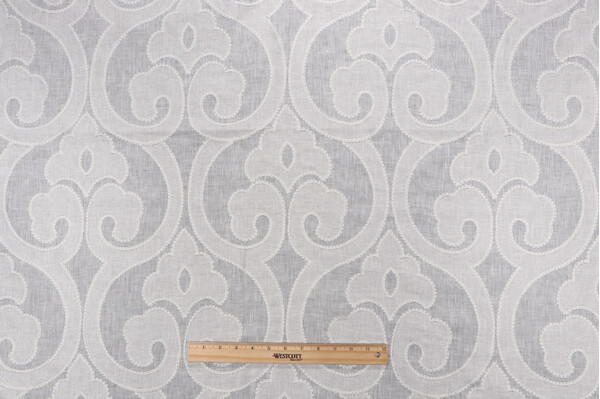 Thibaut Clovis W714263 Sheer Embroidered Drapery Fabric in Off-White