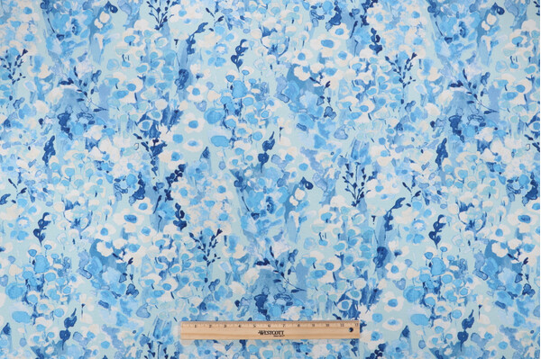 PK Lifestyles Painters Garden Printed Polyester Outdoor Fabric in Blue Skies