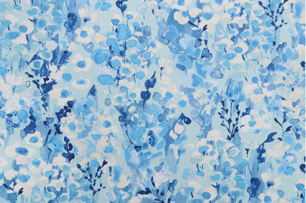 PK Lifestyles Painters Garden Printed Polyester Outdoor Fabric in Blue Skies