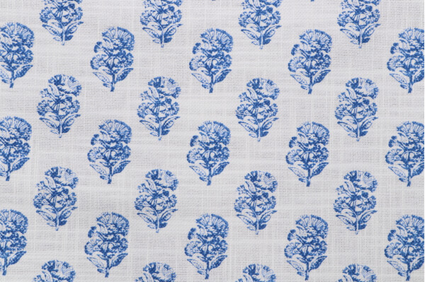 PK Lifestyles Posy Printed Cotton Blend Drapery Fabric in Aegean