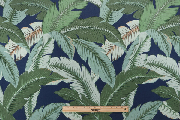 Tommy Bahama Swaying Palms Printed Polyester Outdoor Fabric in Baltic