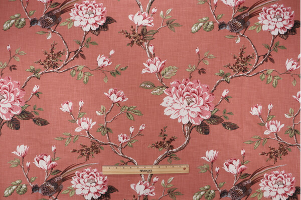 Covington Joybird Printed Cotton Drapery Fabric in 376-Clay