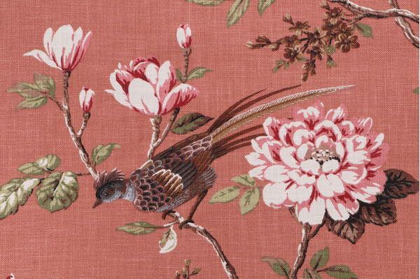 Covington Joybird Printed Cotton Drapery Fabric in 376-Clay