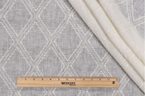 Lino Textiles Karla Sheer Embroidered Drapery Fabric in Ivory